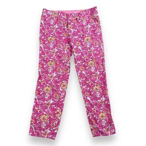 Lilly Pulitzer Womens Whitney Resort Pink Chum Bucket Roll Up Pants Size 10